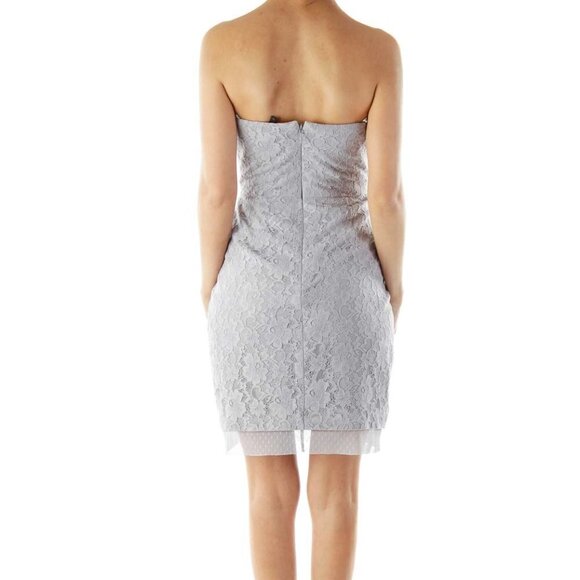 BCBG MaxAzria Gray Lace Strapless Dress - Picture 2 of 3